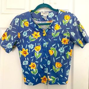 cropped vintage floral button up!!